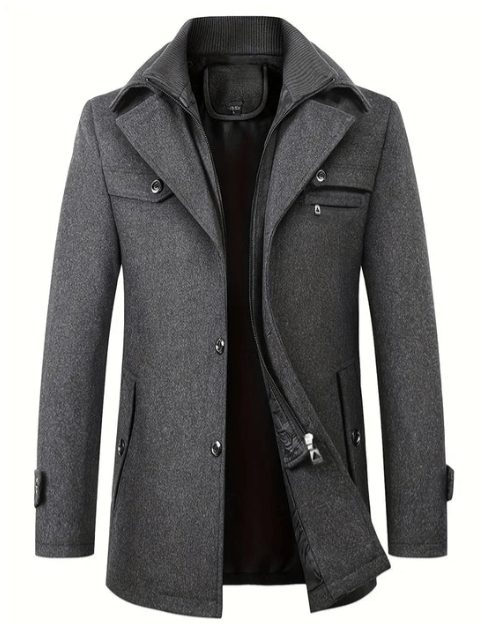 Cappotto Nero Classico da Uomo in Misto Lana per Eleganza e Comfort 3