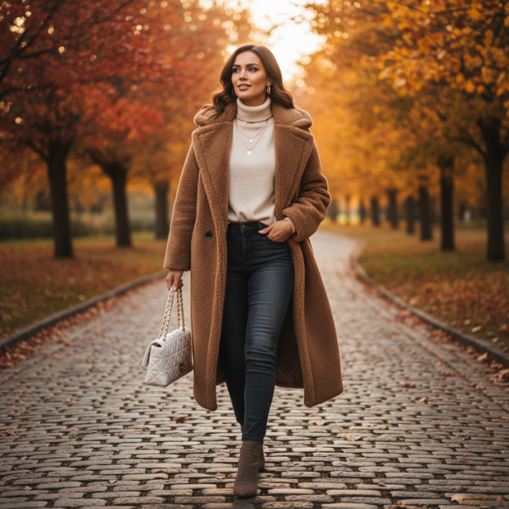 Cappotto Oversize in Pile Nero Donna Longline – Elegante e Confortevole per Autunno e Inverno 0