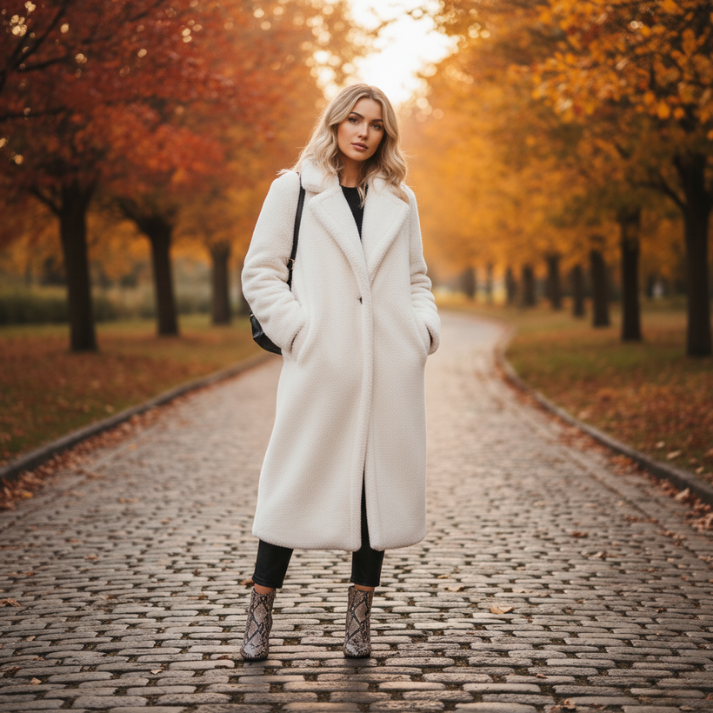 Cappotto Oversize in Pile Nero Donna Longline – Elegante e Confortevole per Autunno e Inverno 1