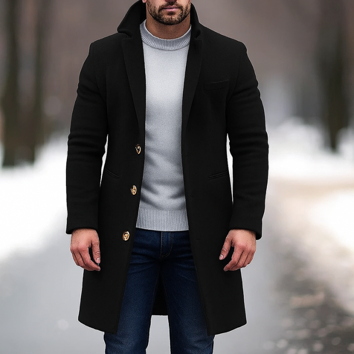 Cappotto Uomo Elegante Invernale con Collo e Bottoni per Stile