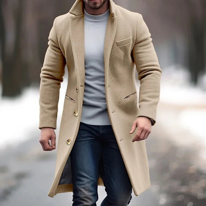 Cappotto Uomo Elegante Invernale con Collo e Bottoni per Stile
