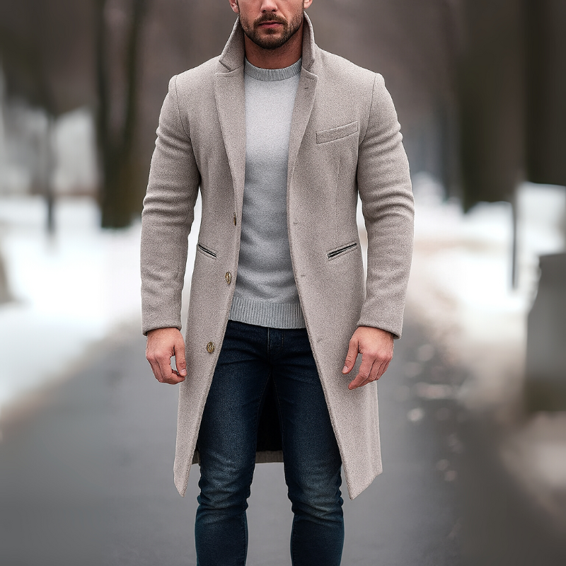 Cappotto Uomo Elegante Invernale con Collo e Bottoni per Stile