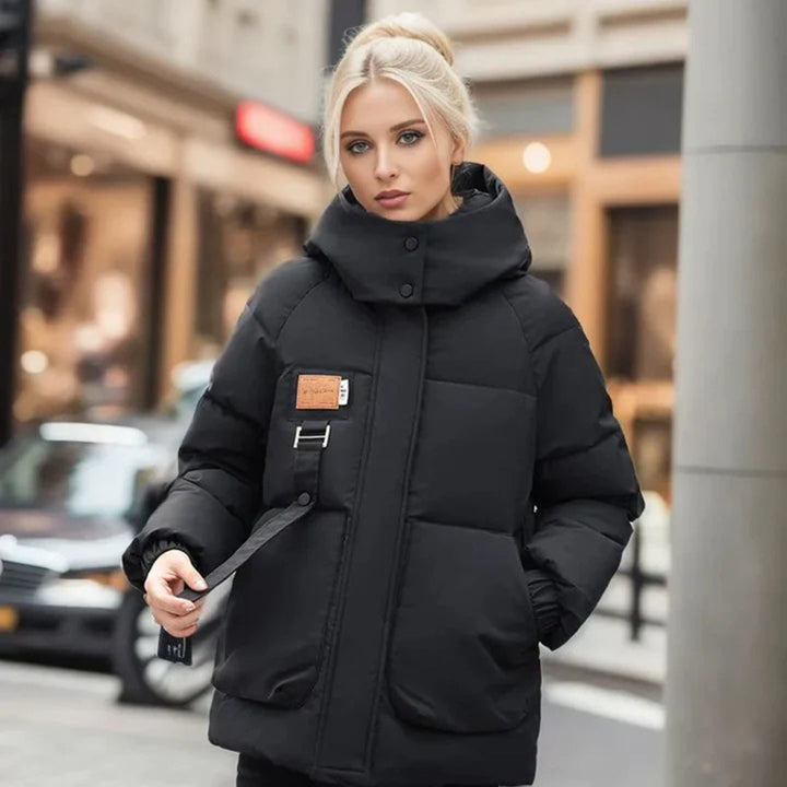 Cappotto da Donna Invernale Impermeabile con Cappuccio e Design Moderno 2