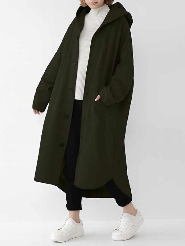 Abrigo largo de mujer, elegante gabardina clásica de diseño versátil