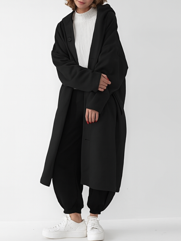 Abrigo largo de mujer, elegante gabardina clásica de diseño versátil