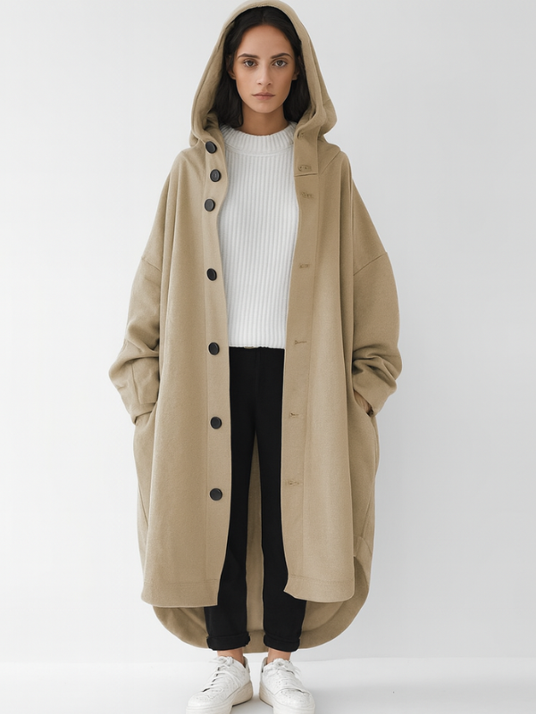 Abrigo largo de mujer, elegante gabardina clásica de diseño versátil