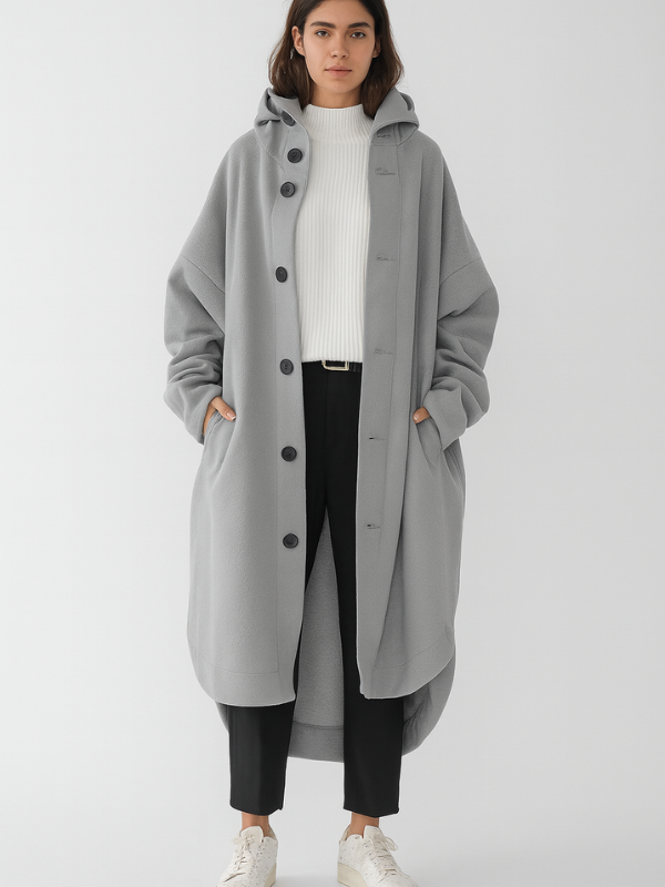 Abrigo largo de mujer, elegante gabardina clásica de diseño versátil