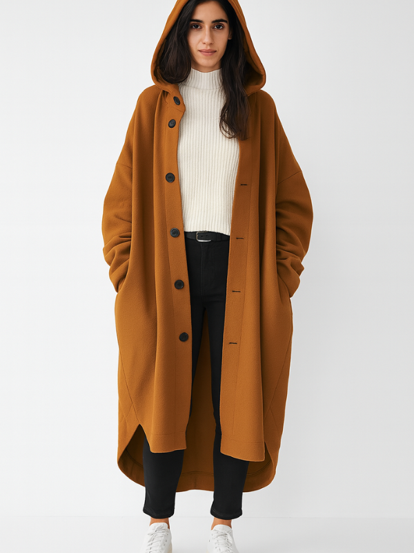 Abrigo largo de mujer, elegante gabardina clásica de diseño versátil
