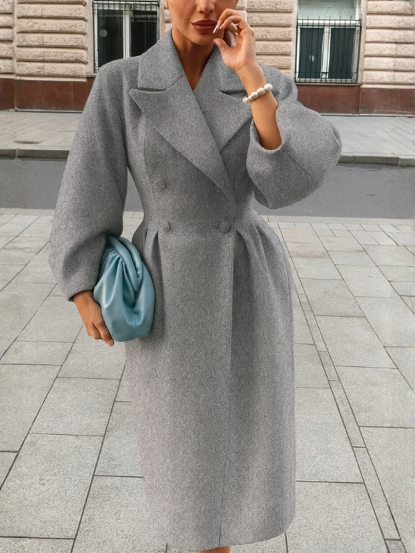 Abrigo largo de lana para mujer con solapas oversize, elegante y cálido - Estilo versátil