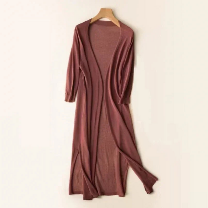 Eleganter Damen-Cardigan mit V-Ausschnitt lang