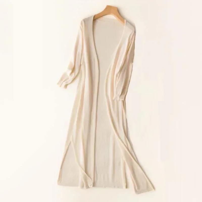 Eleganter Damen-Cardigan mit V-Ausschnitt lang