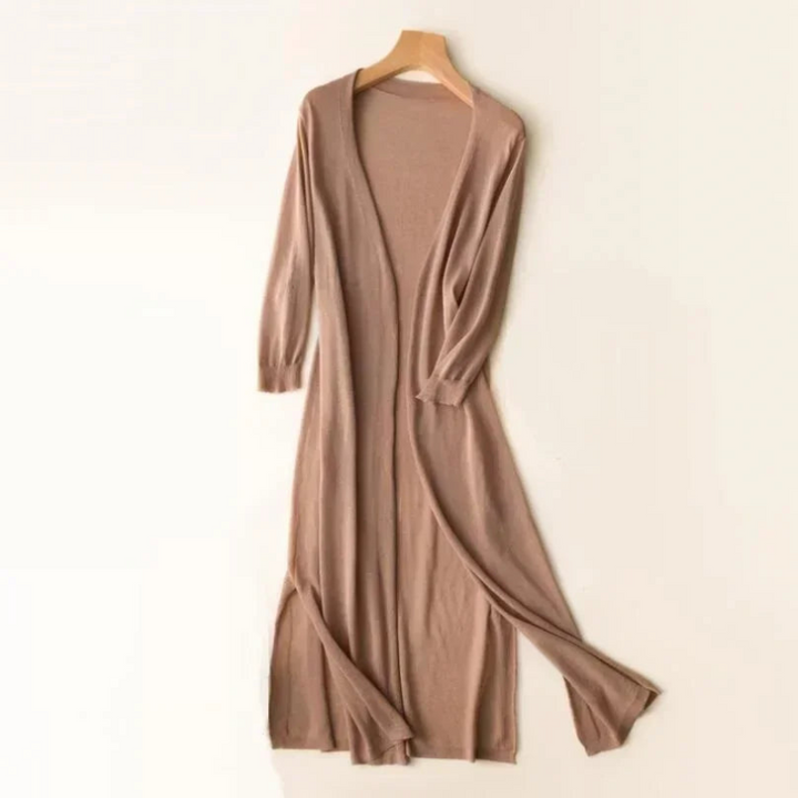 Eleganter Damen-Cardigan mit V-Ausschnitt lang