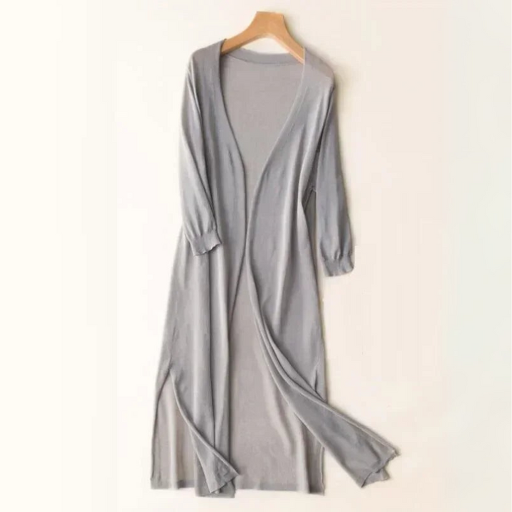 Eleganter Damen-Cardigan mit V-Ausschnitt lang