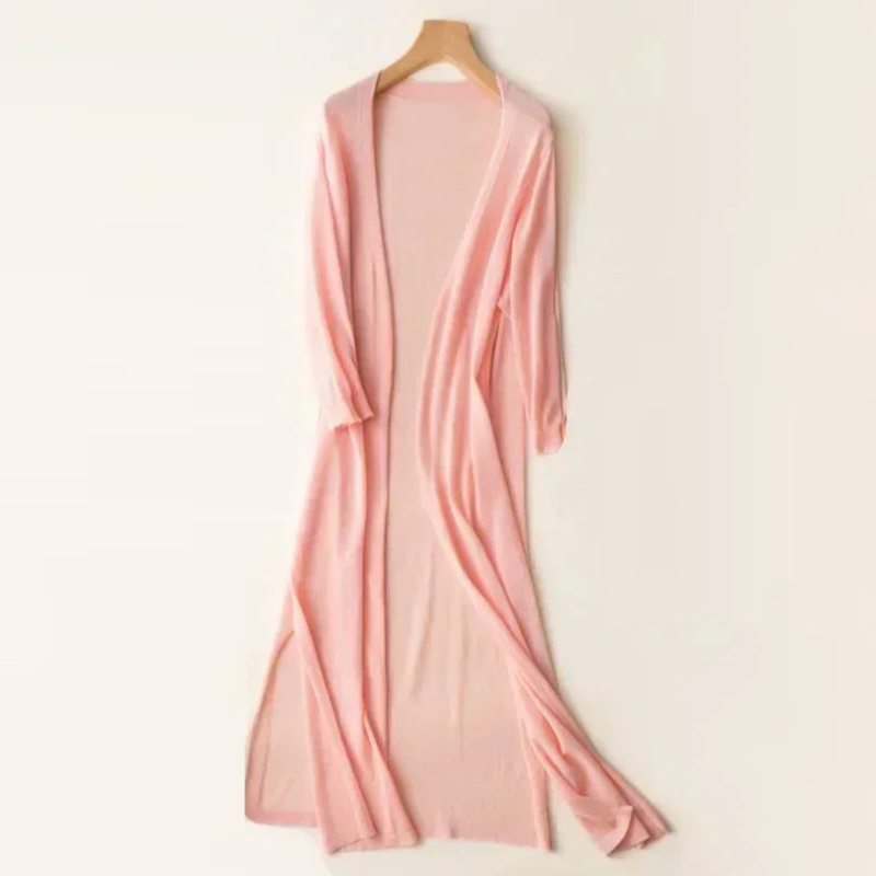 Eleganter Damen-Cardigan mit V-Ausschnitt lang