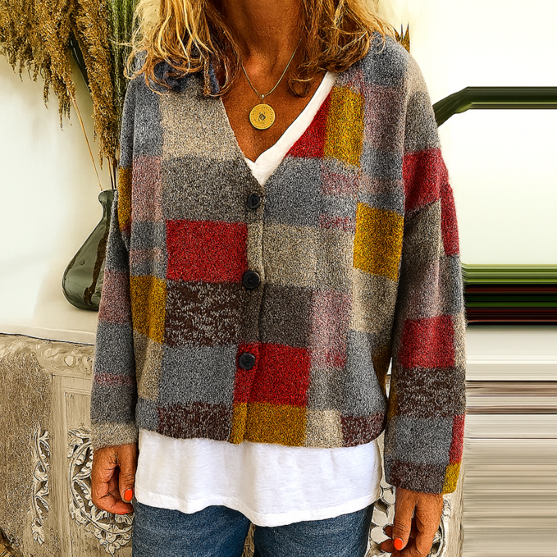 Cardigan Lungo da Donna con Stampa Elegante e Design Versatile