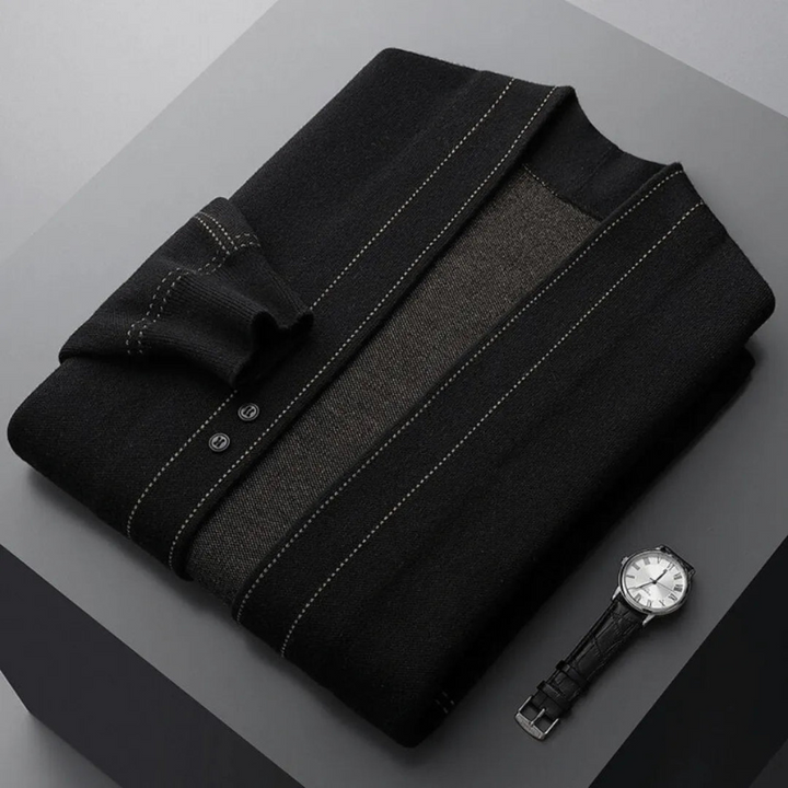 Cardigan Uomo Elegante in Lana Vergine con Motivo Jacquard - Stile Classico