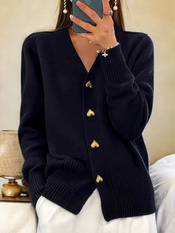 Cardigan Donna Tanja con Bottoni a Cuore – Maglia Calda e Morbida, Elegante e Versatile per Ogni Occasione 0