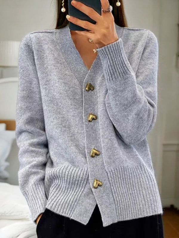 Cardigan Donna Tanja con Bottoni a Cuore – Maglia Calda e Morbida, Elegante e Versatile per Ogni Occasione 1