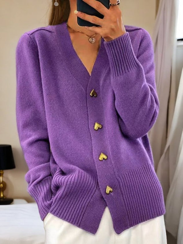 Cardigan Donna Tanja con Bottoni a Cuore – Maglia Calda e Morbida, Elegante e Versatile per Ogni Occasione 3