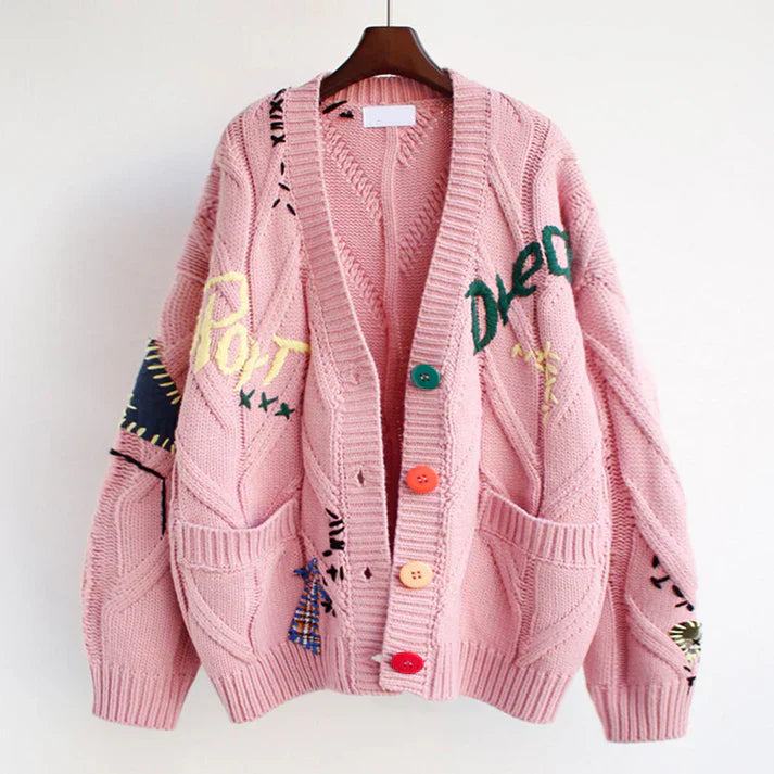 Cardigan Lungo Donna Elegante con Dettagli Patchwork - Stile Versatile per Ogni Occasione 1