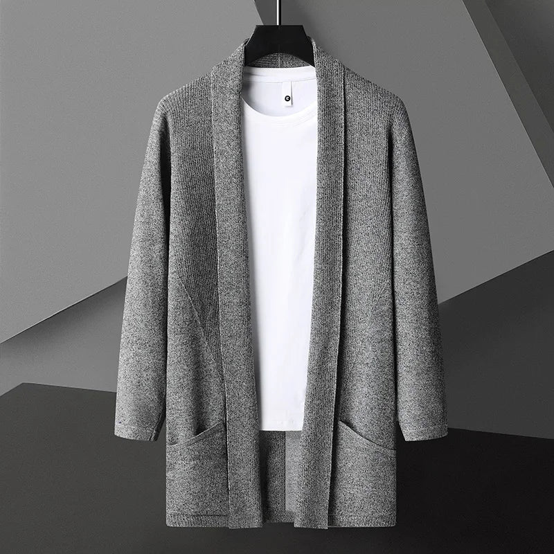 Cardigan Lungo Donna Elegante con Silhouette Aperta e Tasche Nascoste 0