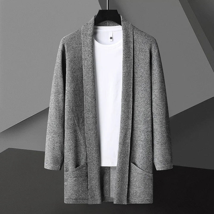 Cardigan Lungo Donna Elegante con Silhouette Aperta e Tasche Nascoste 0