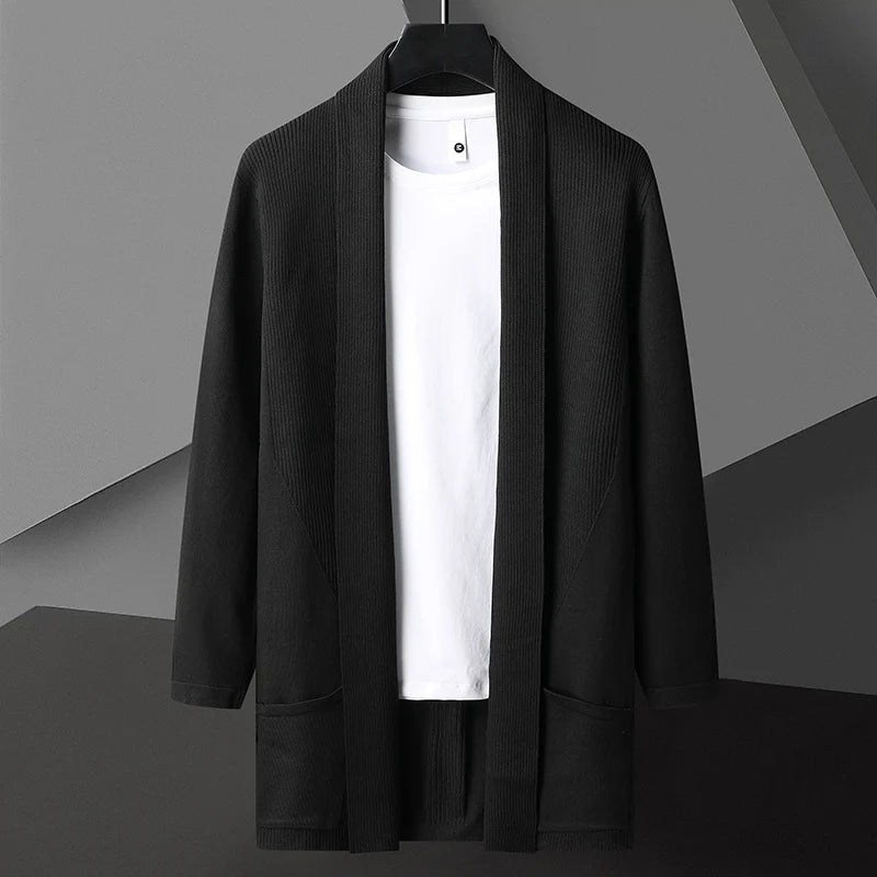 Cardigan Lungo Donna Elegante con Silhouette Aperta e Tasche Nascoste 5