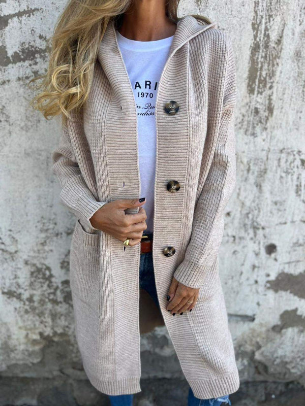 Cardigan Lungo Donna Elegante in Tessuto Morbido – Cardigan Lungo Nero per Ufficio e Tempo Libero 0
