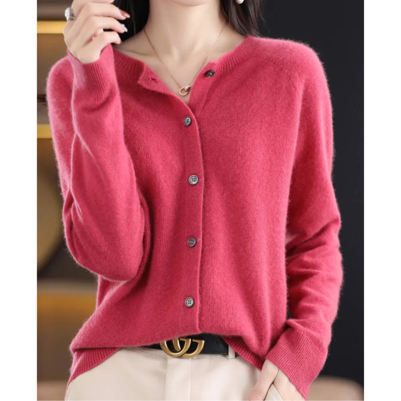 Cardigan Lungo Donna in Lana Merino Elegante O-Collo – Versatile e Morbido per Tutte le Stagioni 0