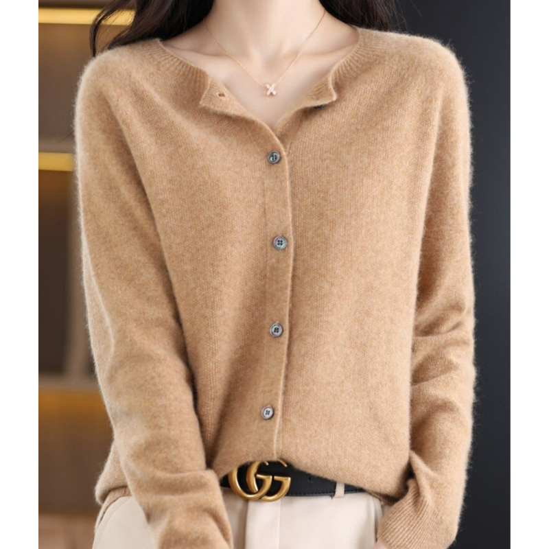 Cardigan Lungo Donna in Lana Merino Elegante O-Collo – Versatile e Morbido per Tutte le Stagioni 13