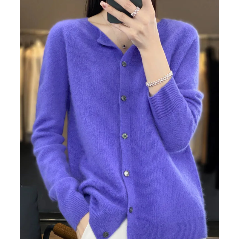 Cardigan Lungo Donna in Lana Merino Elegante O-Collo – Versatile e Morbido per Tutte le Stagioni 2