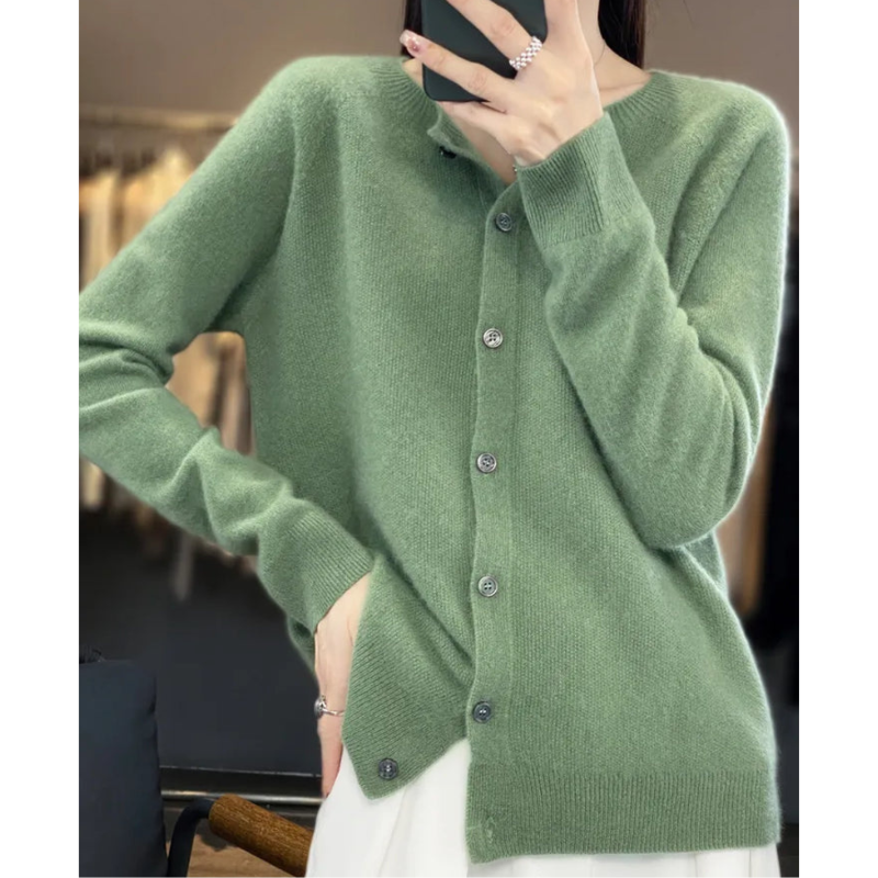 Cardigan Lungo Donna in Lana Merino Elegante O-Collo – Versatile e Morbido per Tutte le Stagioni 6