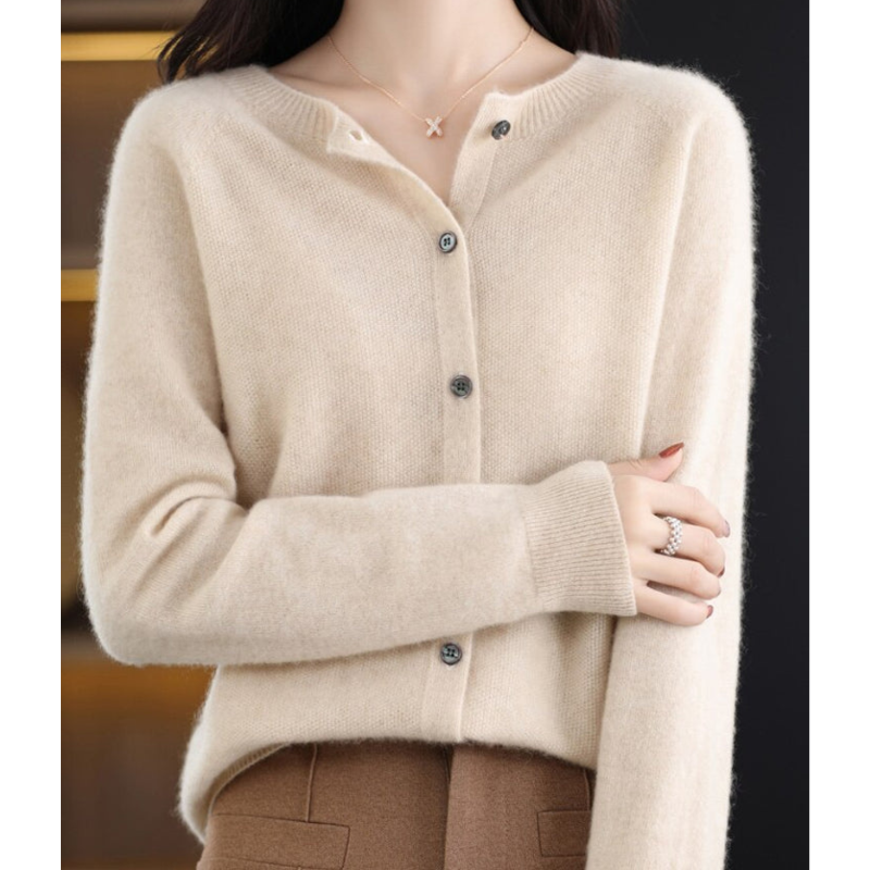Cardigan Lungo Donna in Lana Merino Elegante O-Collo – Versatile e Morbido per Tutte le Stagioni 7