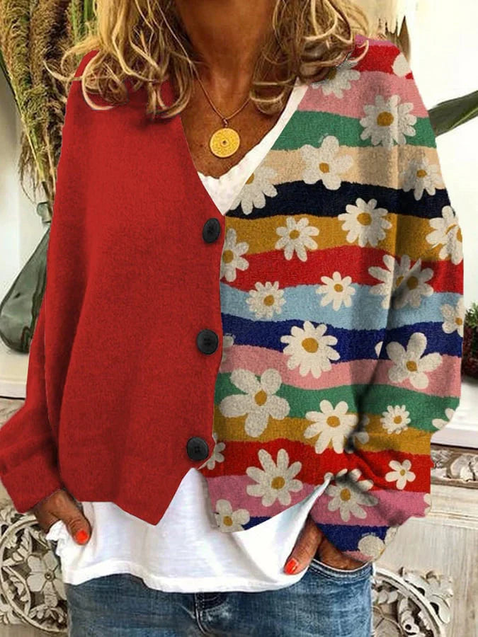 Cardigan Lungo da Donna con Stampa Elegante e Design Versatile 1