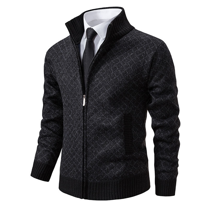Cardigan da Uomo con Cerniera e Collo Alto - Design a Maglia Unico, Casual e Versatile 1
