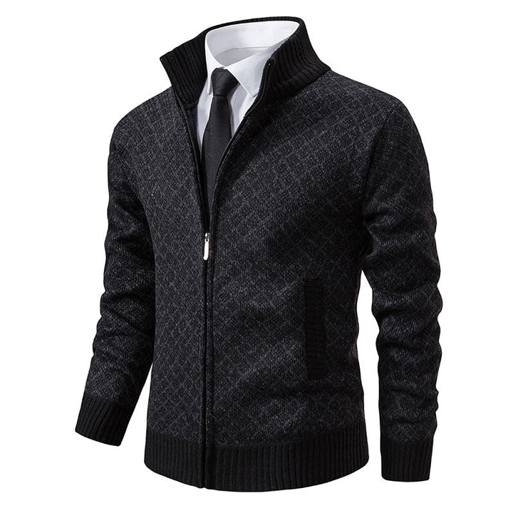 Cardigan da Uomo con Cerniera e Collo Alto - Design a Maglia Unico, Casual e Versatile 1
