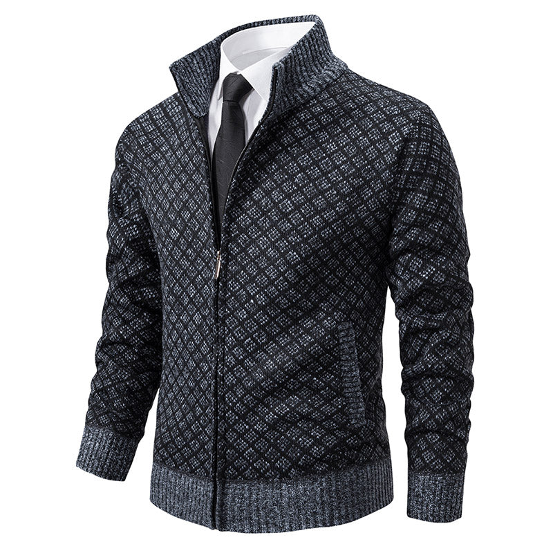 Cardigan da Uomo con Cerniera e Collo Alto - Design a Maglia Unico, Casual e Versatile 2