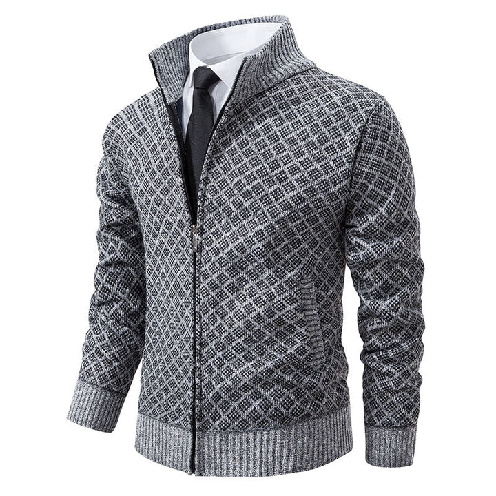 Cardigan da Uomo con Cerniera e Collo Alto - Design a Maglia Unico, Casual e Versatile 3