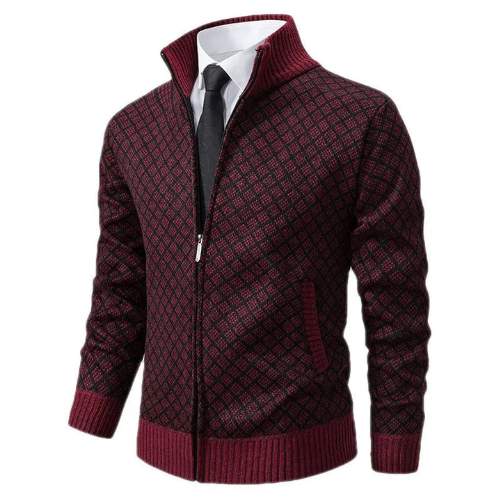 Cardigan da Uomo con Cerniera e Collo Alto - Design a Maglia Unico, Casual e Versatile 4