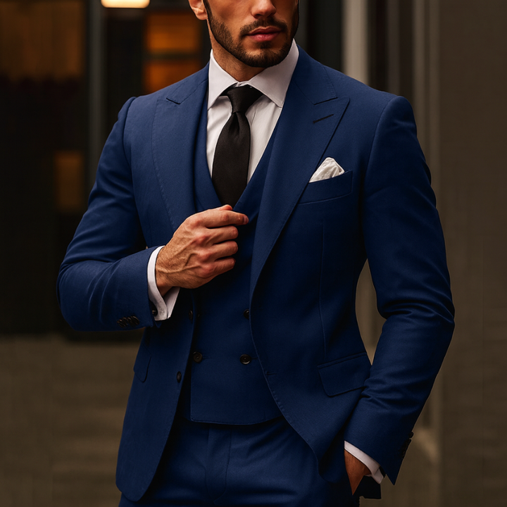 Completo Uomo Elegante 3 Pezzi con Giacca, Gilet e Pantaloni per Eventi Formali