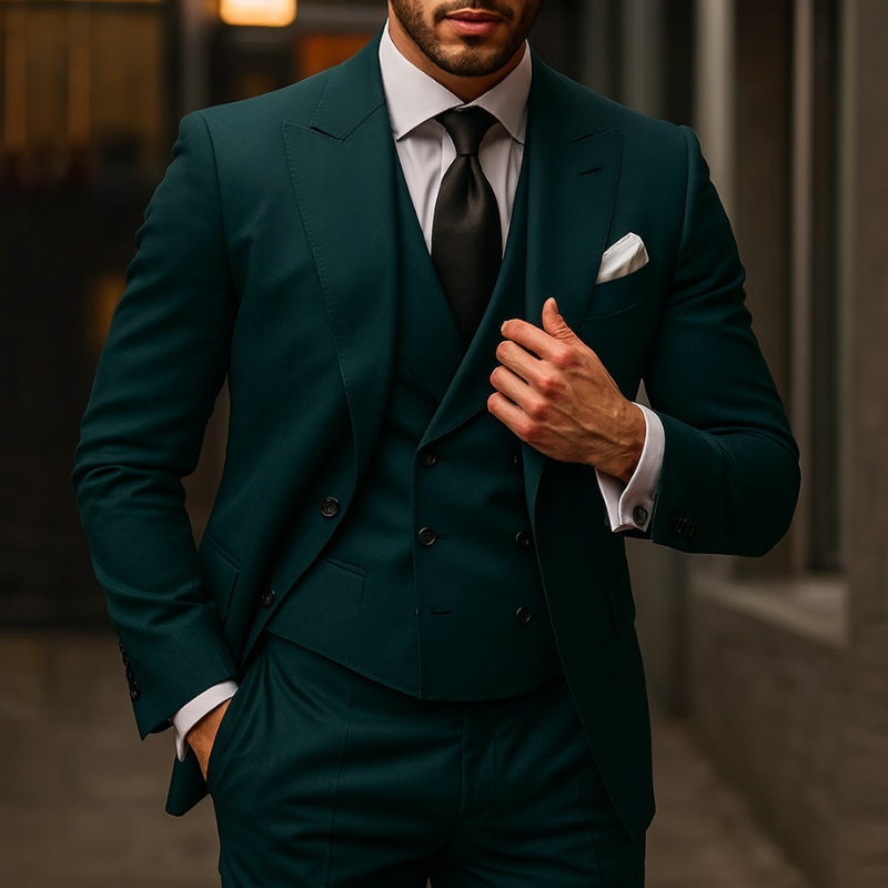 Completo Uomo Elegante 3 Pezzi con Giacca, Gilet e Pantaloni per Eventi Formali