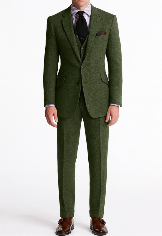 Completo Uomo Elegante in Tweed a Tre Pezzi per Occasioni Formali