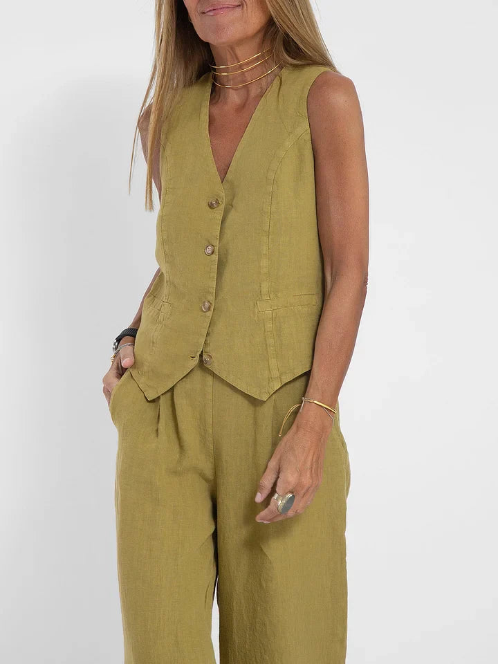 Completo Casual da Donna con Gilet e Pantaloni