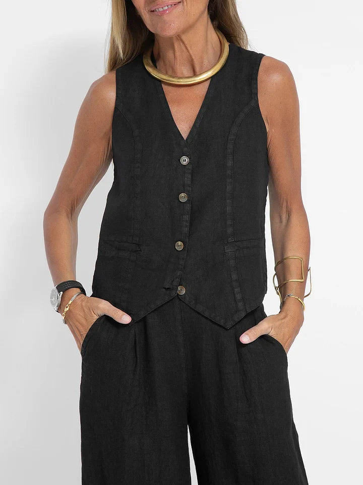 Completo Casual da Donna con Gilet e Pantaloni