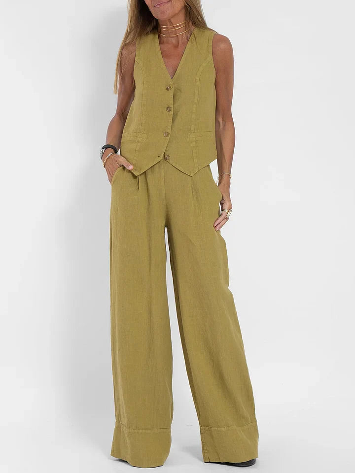 Completo Casual da Donna con Gilet e Pantaloni