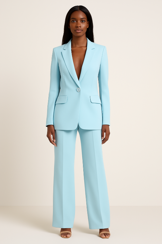Completo Donna Elegante con Giacca Aderente e Pantaloni Ampi per Cerimonia e Eventi Speciali 0