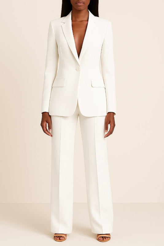 Completo Donna Elegante con Giacca Aderente e Pantaloni Ampi per Cerimonia e Eventi Speciali 1