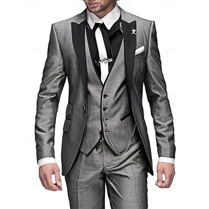 Completo Elegante Uomo in Lino 3 Pezzi - Blazer, Gilet e Pantaloni per Cerimonie e Occasioni Estive