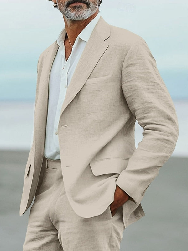 Elegante Completo da Uomo in Lino a Due Pezzi