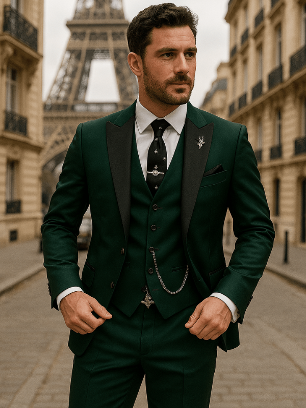 Elegante Abito da Uomo Slim Fit a Tre Pezzi con Giacca, Gilet e Pantaloni